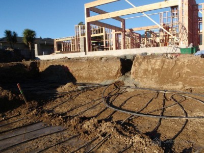 Geothermal Pipes with House Construction